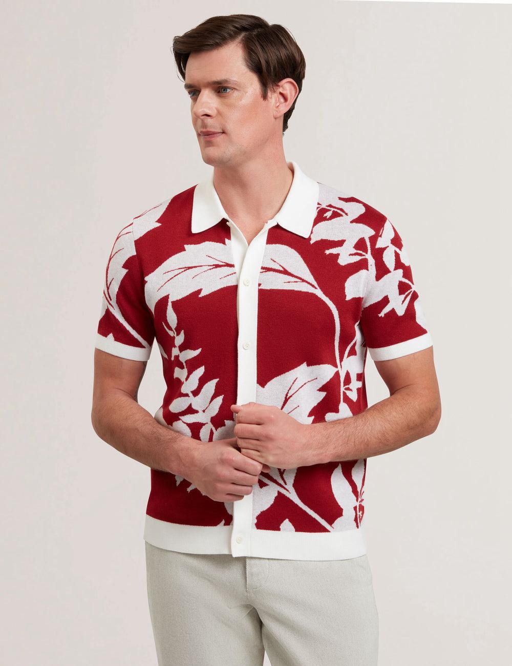 Camisa Polo Ted Baker EDSON - Short Sleeve Button Through Floral Hombre Rojas | REFA-69145
