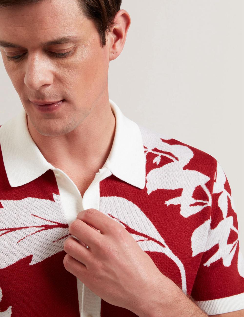 Camisa Polo Ted Baker EDSON - Short Sleeve Button Through Floral Hombre Rojas | REFA-69145