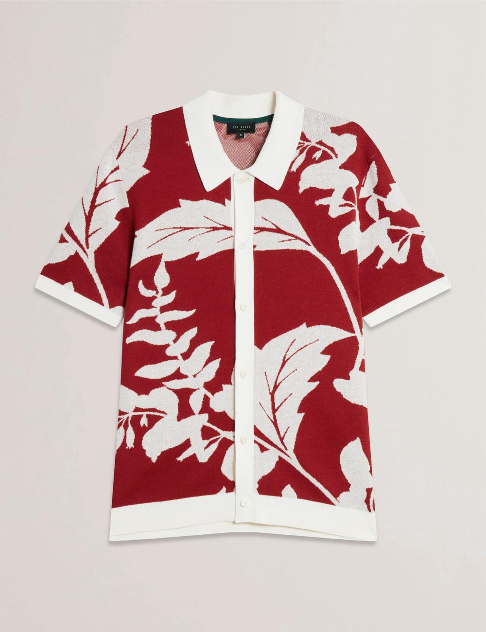 Camisa Polo Ted Baker EDSON - Short Sleeve Button Through Floral Hombre Rojas | REFA-69145