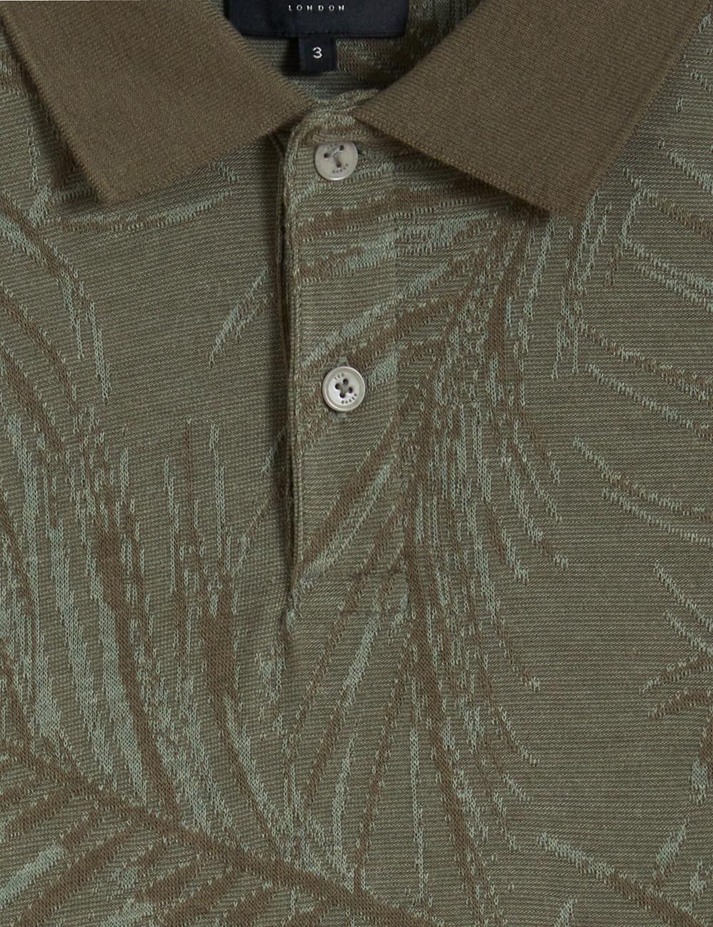 Camisa Polo Ted Baker EDWINE - Leaf Print Short Sleeve Hombre Kaki | VBWJ-70826