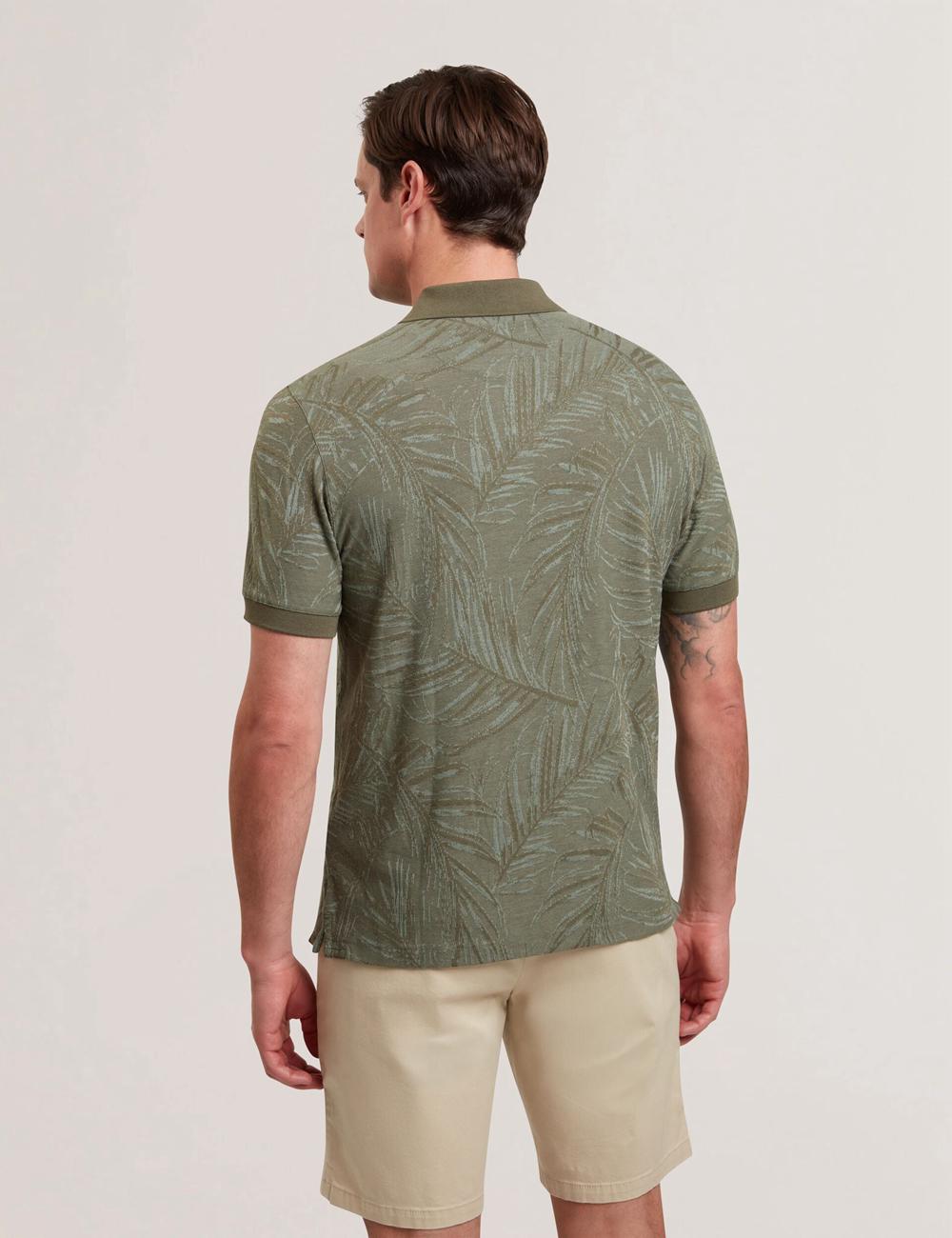 Camisa Polo Ted Baker EDWINE - Leaf Print Short Sleeve Hombre Kaki | VBWJ-70826