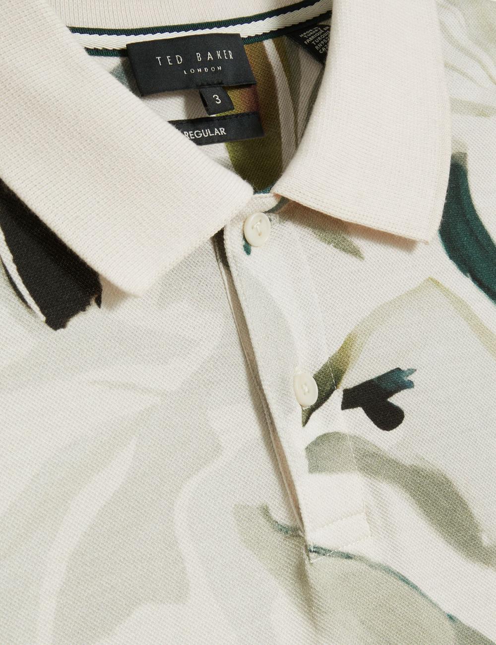 Camisa Polo Ted Baker KIVEM - Short Sleeve Cotton Floral Print Hombre Ecru | RFNZ-26317