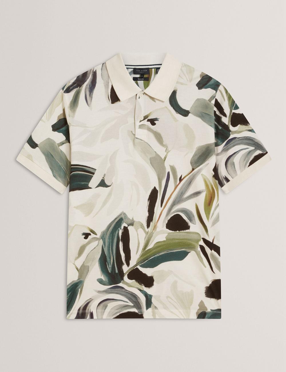 Camisa Polo Ted Baker KIVEM - Short Sleeve Cotton Floral Print Hombre Ecru | RFNZ-26317
