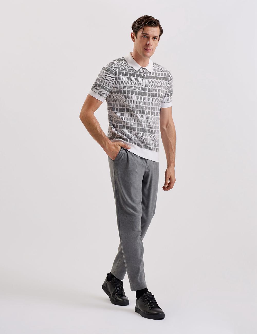 Camisa Polo Ted Baker LEVERS - Ombre Jacquard Zip Neck Hombre Blancas | UMWT-43258