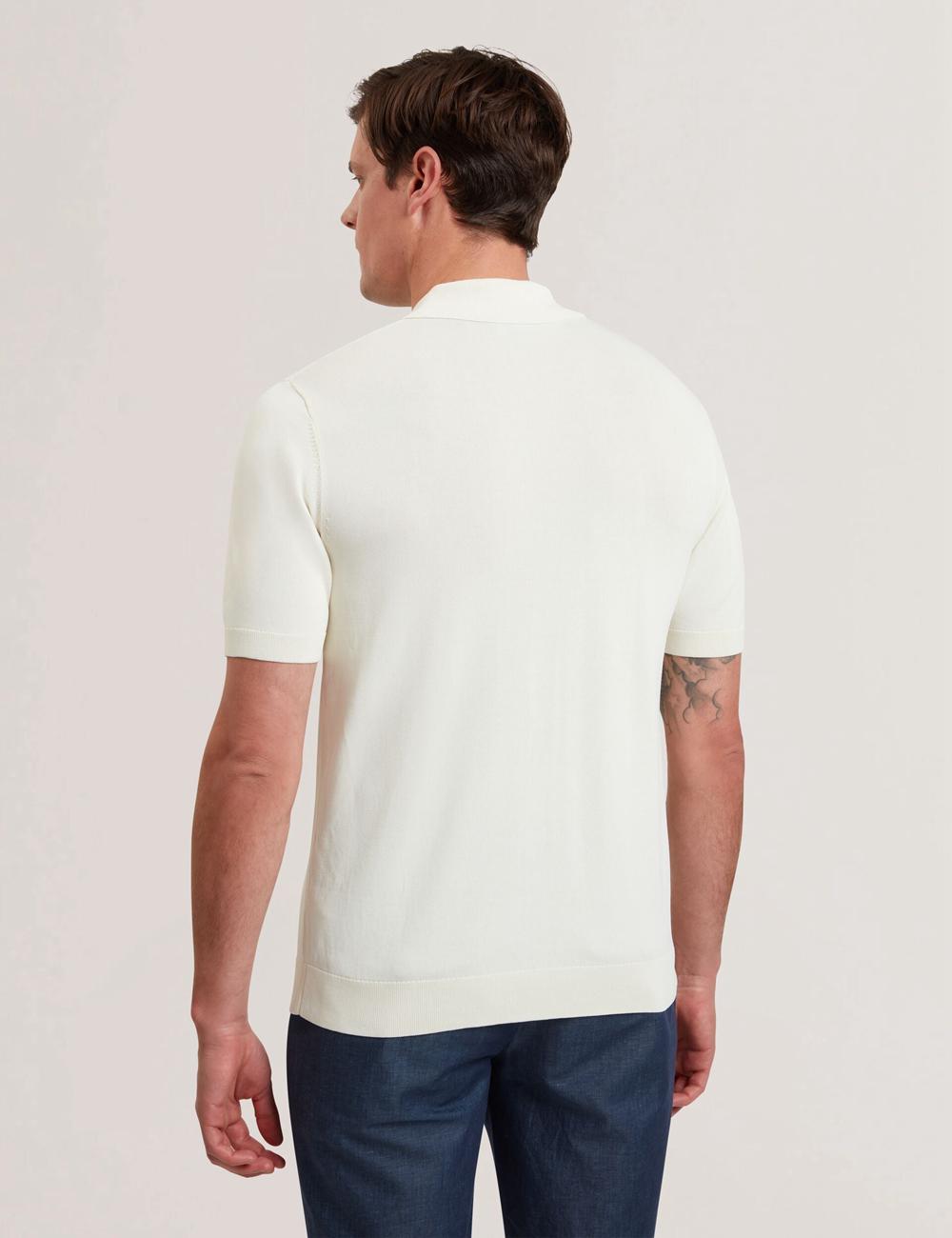 Camisa Polo Ted Baker RUITS - Short Sleeve Floral Placement Hombre Ecru | LXKF-47023