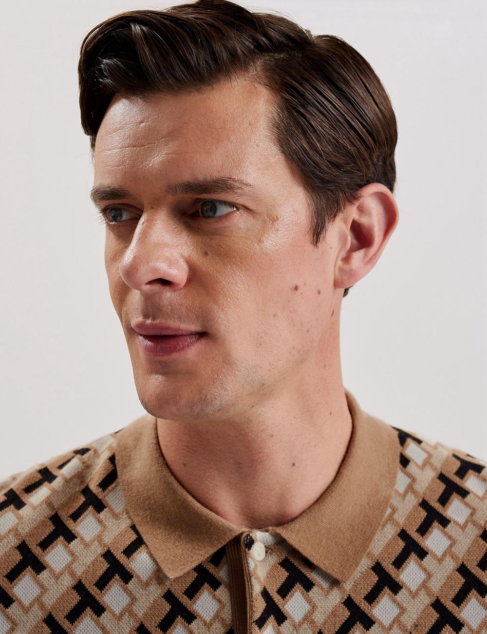 Camisa Polo Ted Baker SEFERRY - Interlocking T Jacquard Knitted Hombre Marrones | WKUM-56241