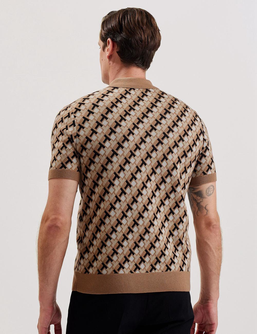 Camisa Polo Ted Baker SEFERRY - Interlocking T Jacquard Knitted Hombre Marrones | WKUM-56241