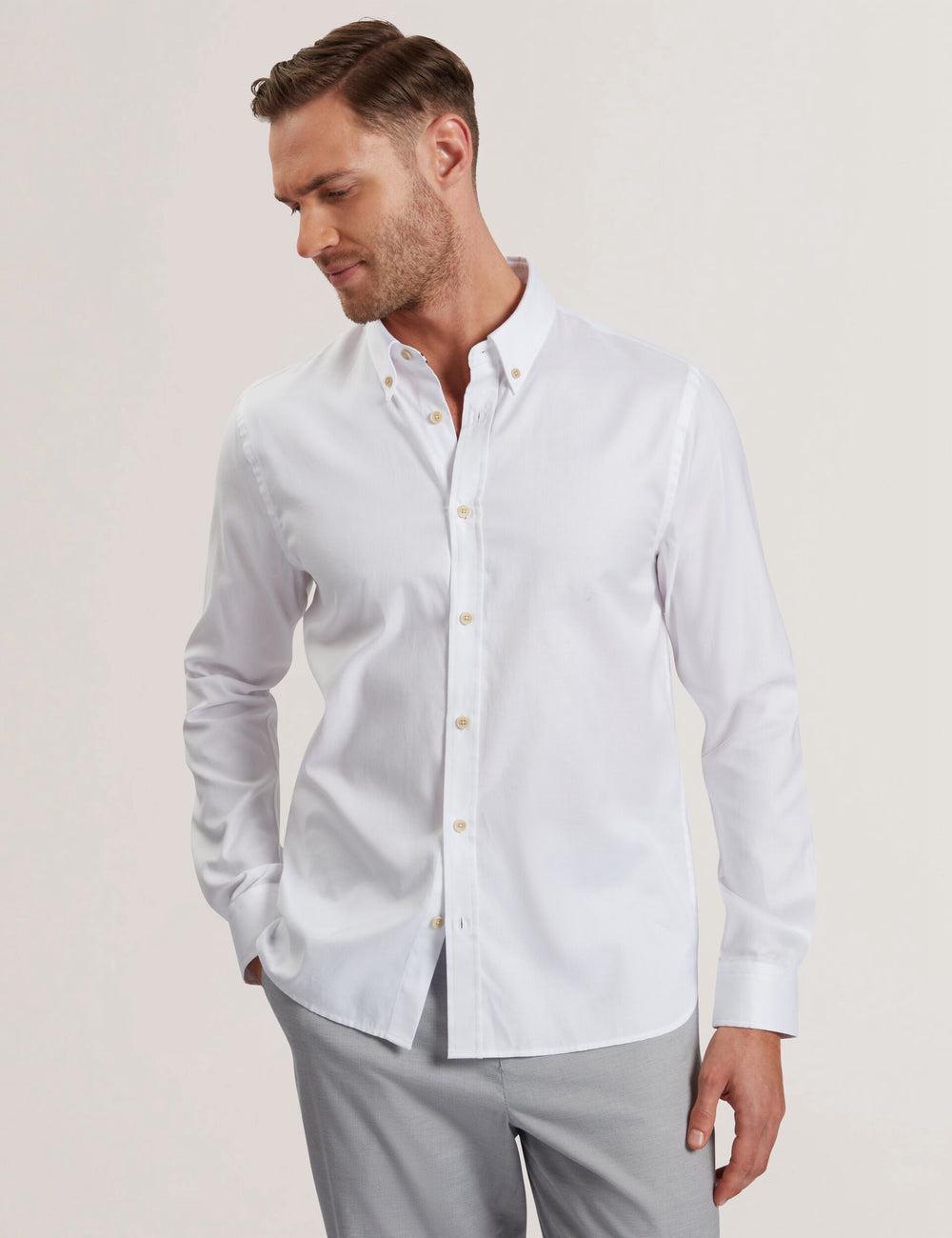 Camisas Ted Baker ALLARDO - Regular Fit Cotton Oxford Hombre Blancas | FTWH-86109