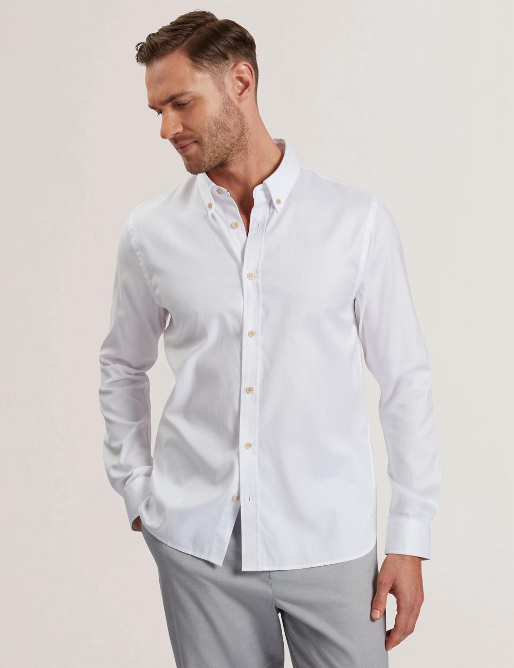 Camisas Ted Baker ALLARDO - Regular Fit Cotton Oxford Hombre Blancas | FTWH-86109