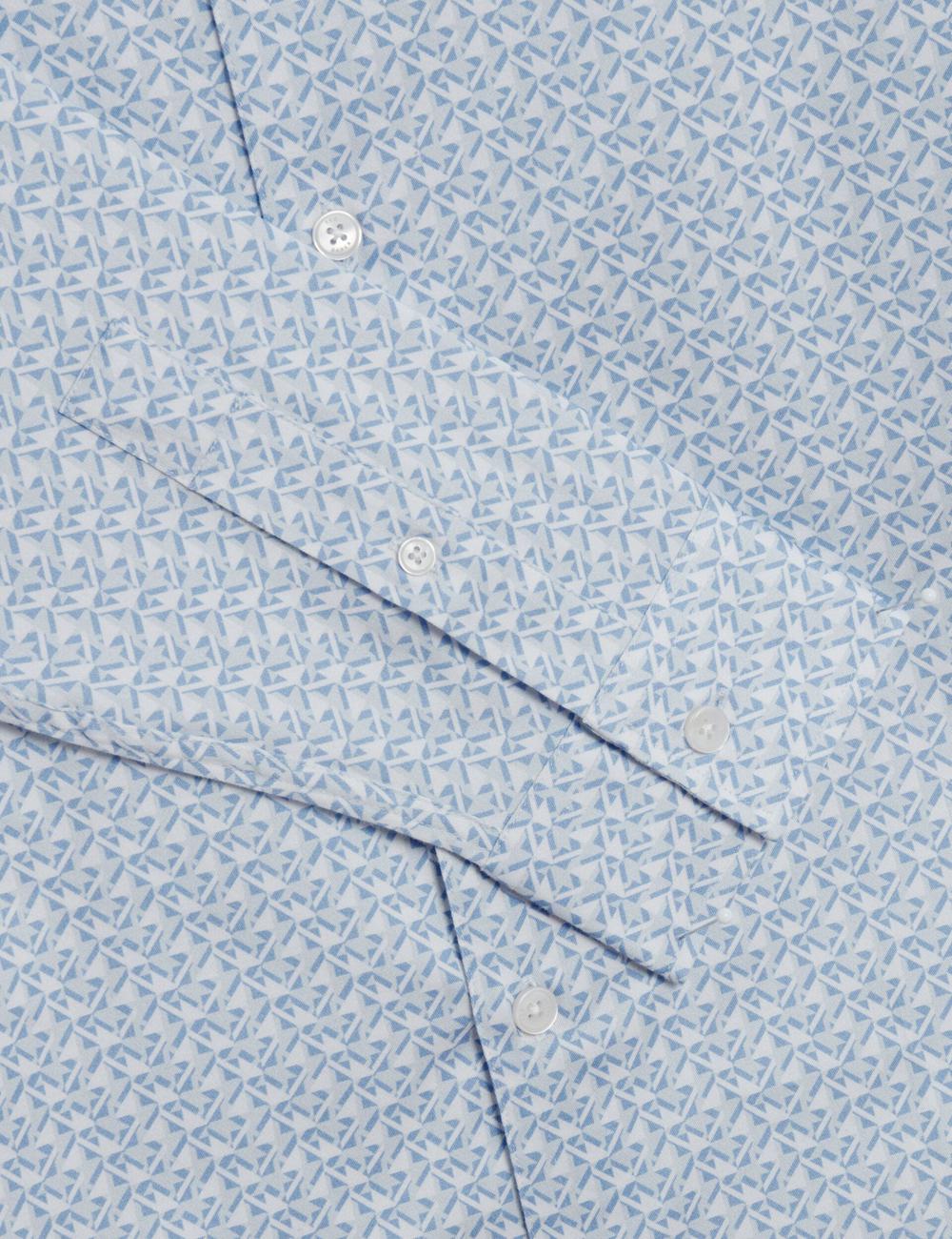 Camisas Ted Baker ALPHAIS - Regular Fit Geometric Pure Cotton Hombre Azules | DZHP-07351