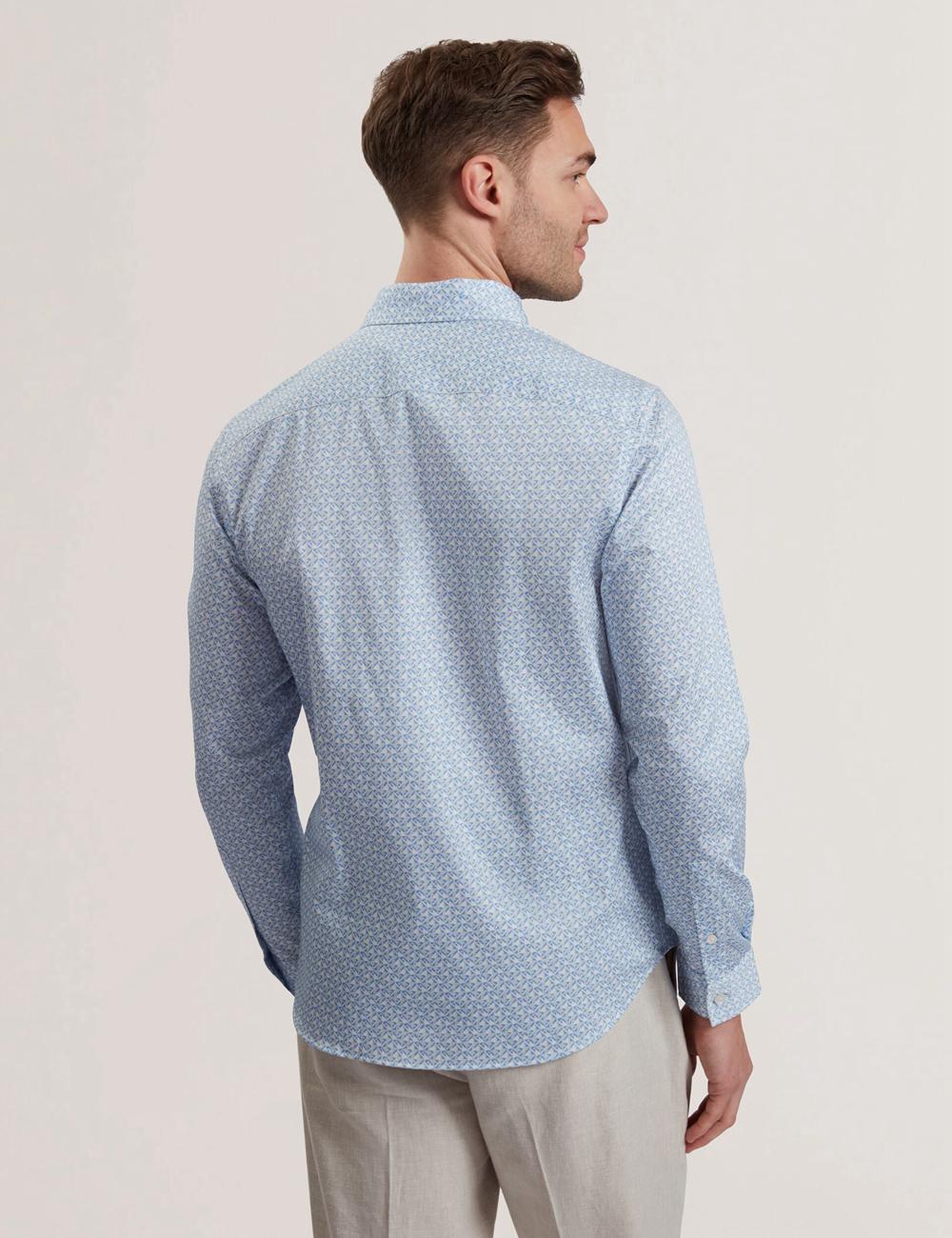 Camisas Ted Baker ALPHAIS - Regular Fit Geometric Pure Cotton Hombre Azules | DZHP-07351