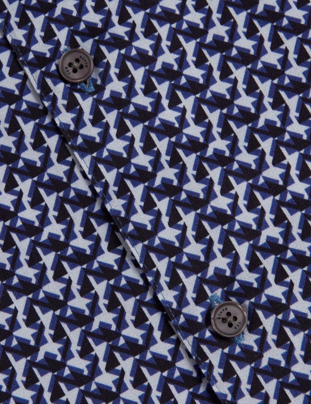 Camisas Ted Baker ALPHSO SS Regular Fit Geo Hombre Azul Marino | NPJY-79362