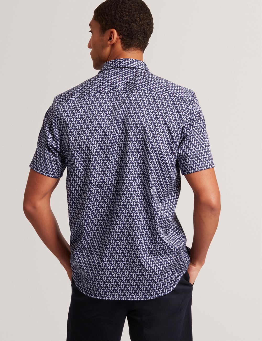 Camisas Ted Baker ALPHSO SS Regular Fit Geo Hombre Azul Marino | NPJY-79362