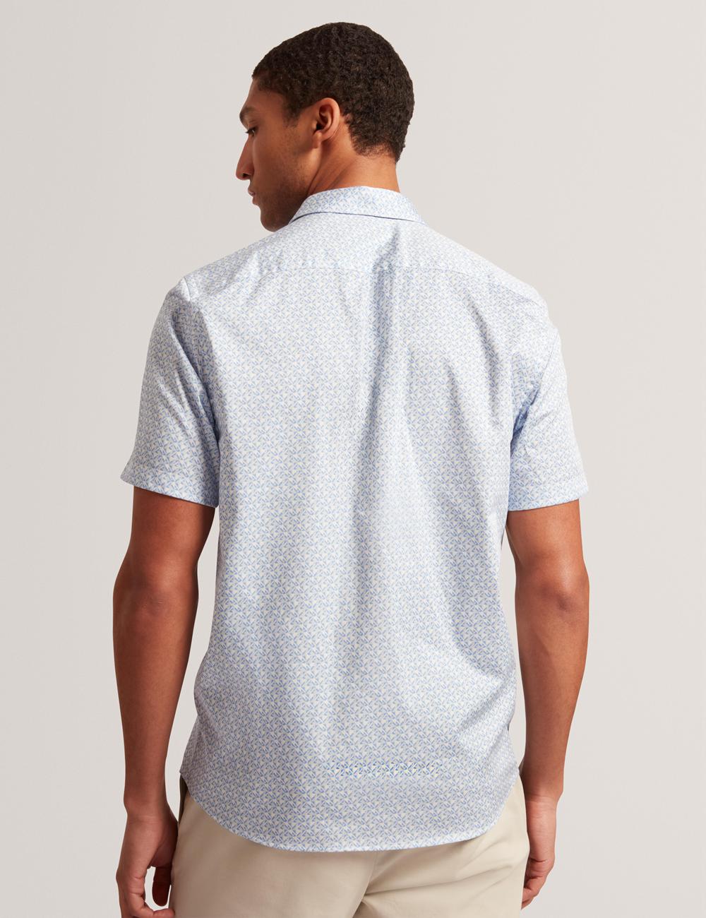 Camisas Ted Baker ALPHSO - SS Regular Fit Geo Hombre Azules | VKTC-58970
