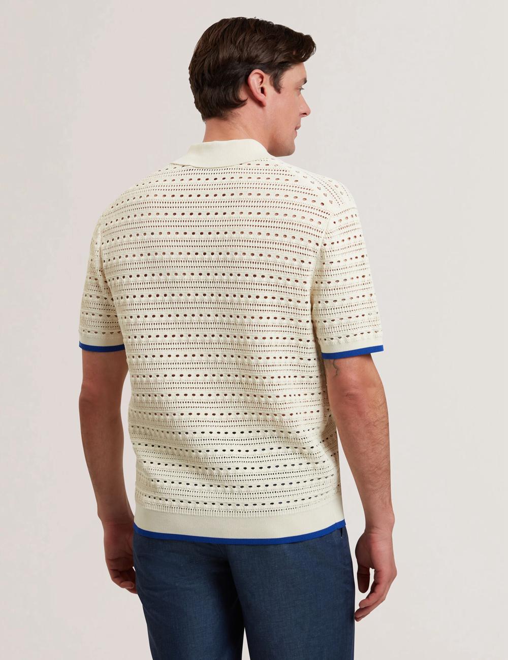 Camisas Ted Baker BARRI - Short Sleeve Crochet Embroidered Hombre Ecru | ERXP-81250
