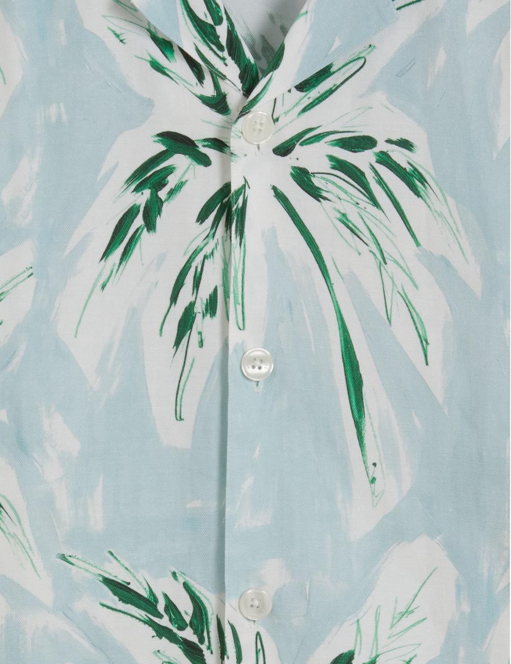 Camisas Ted Baker BOCHE - Short Sleeve Regular Tropical Palm Tree Hombre Verde | SYPK-72634