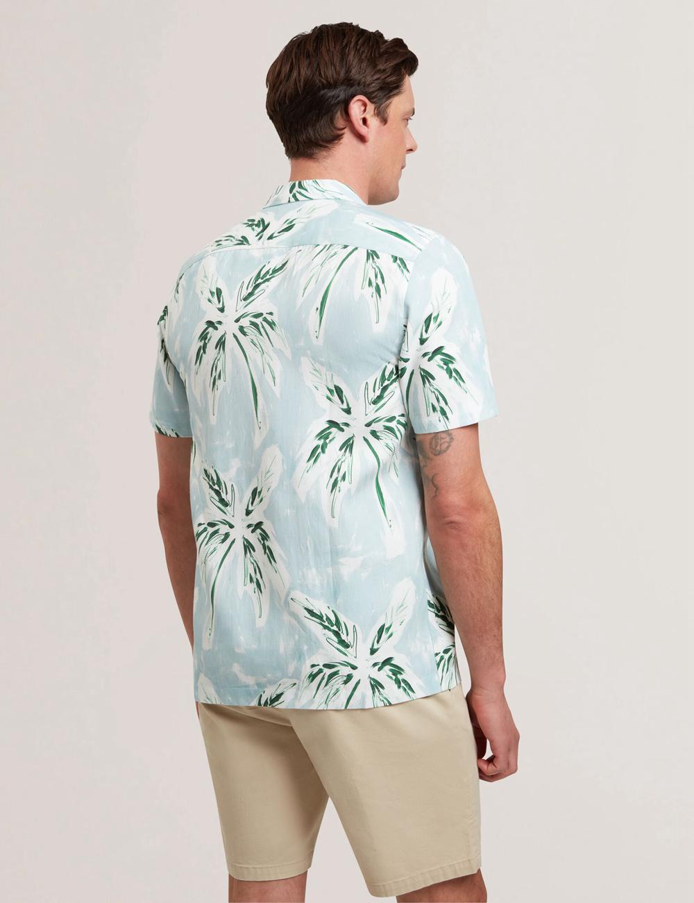 Camisas Ted Baker BOCHE - Short Sleeve Regular Tropical Palm Tree Hombre Verde | SYPK-72634