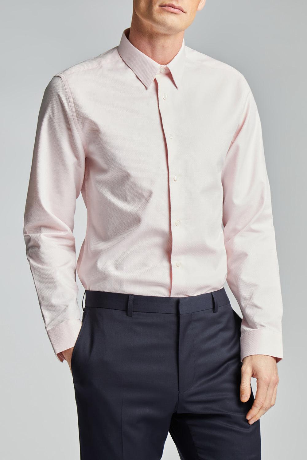 Camisas Ted Baker DORAIN - Textured Cotton Long Sleeve Hombre Rosas | SMPW-29561