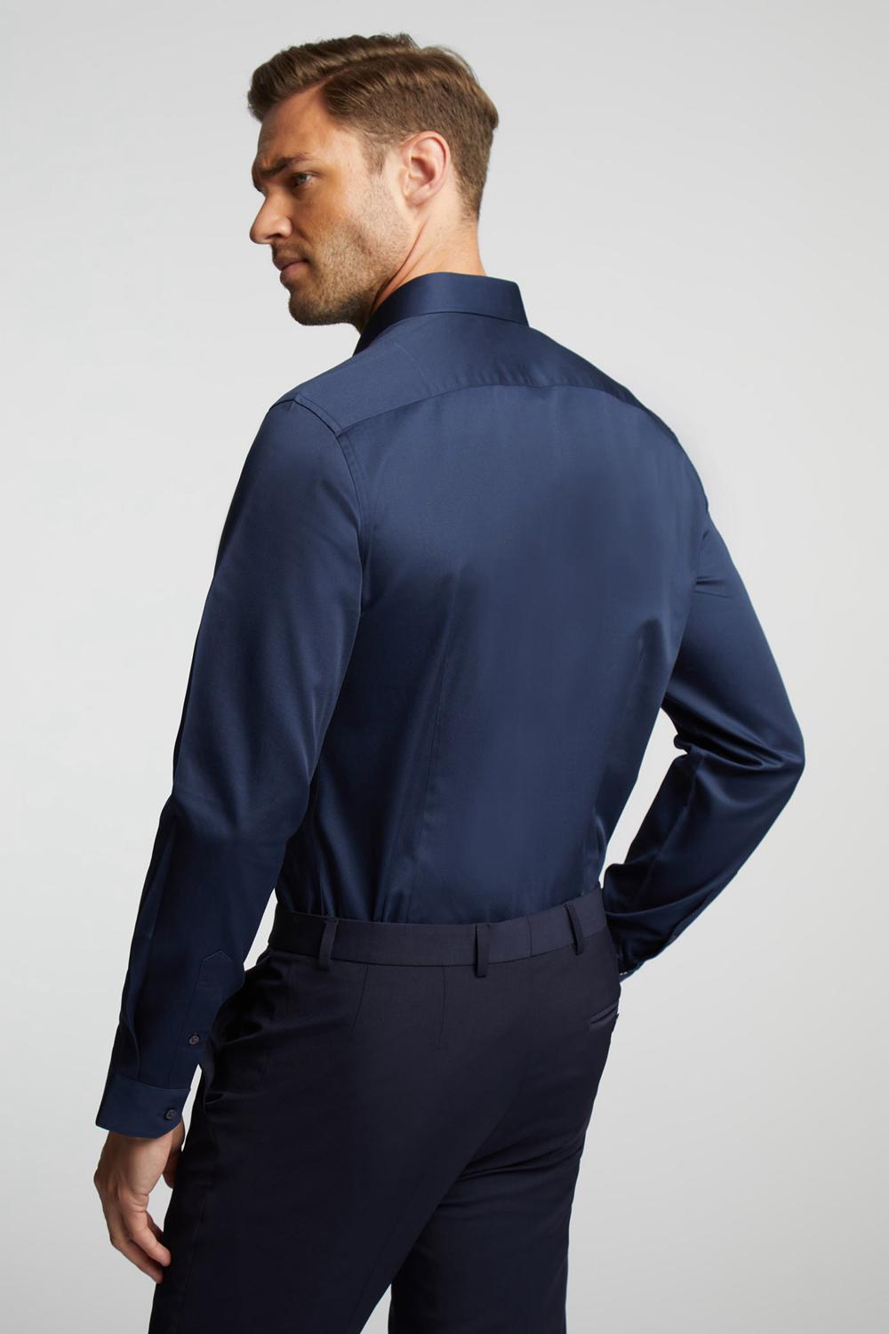 Camisas Ted Baker DUDDON - Navy Slim Fit Long Sleeve Cotton Hombre Azul Marino | GICN-31254