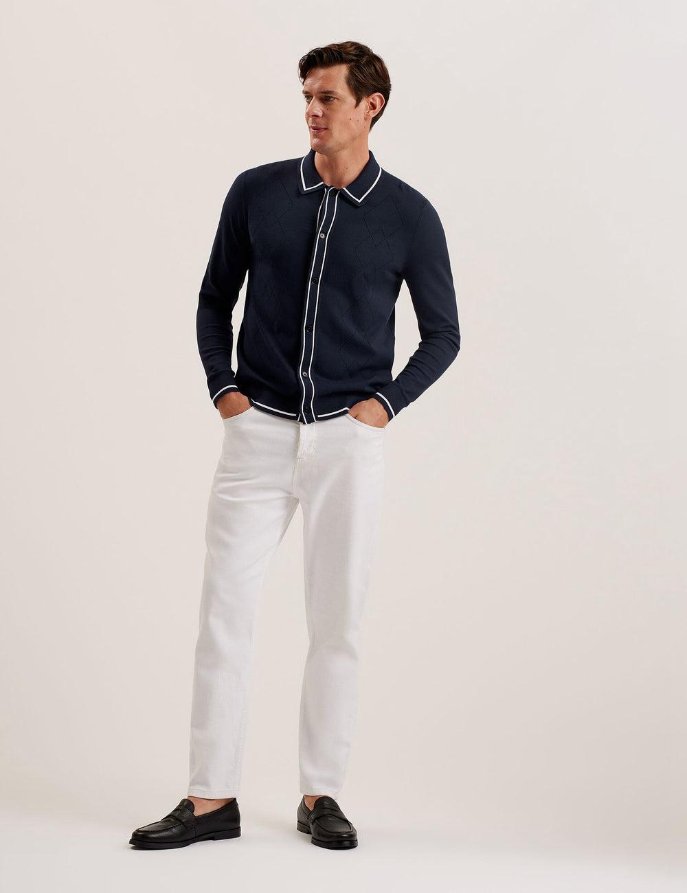 Camisas Ted Baker ELMDON LS Diamond Button Through Hombre Azul Marino | WRVZ-09185