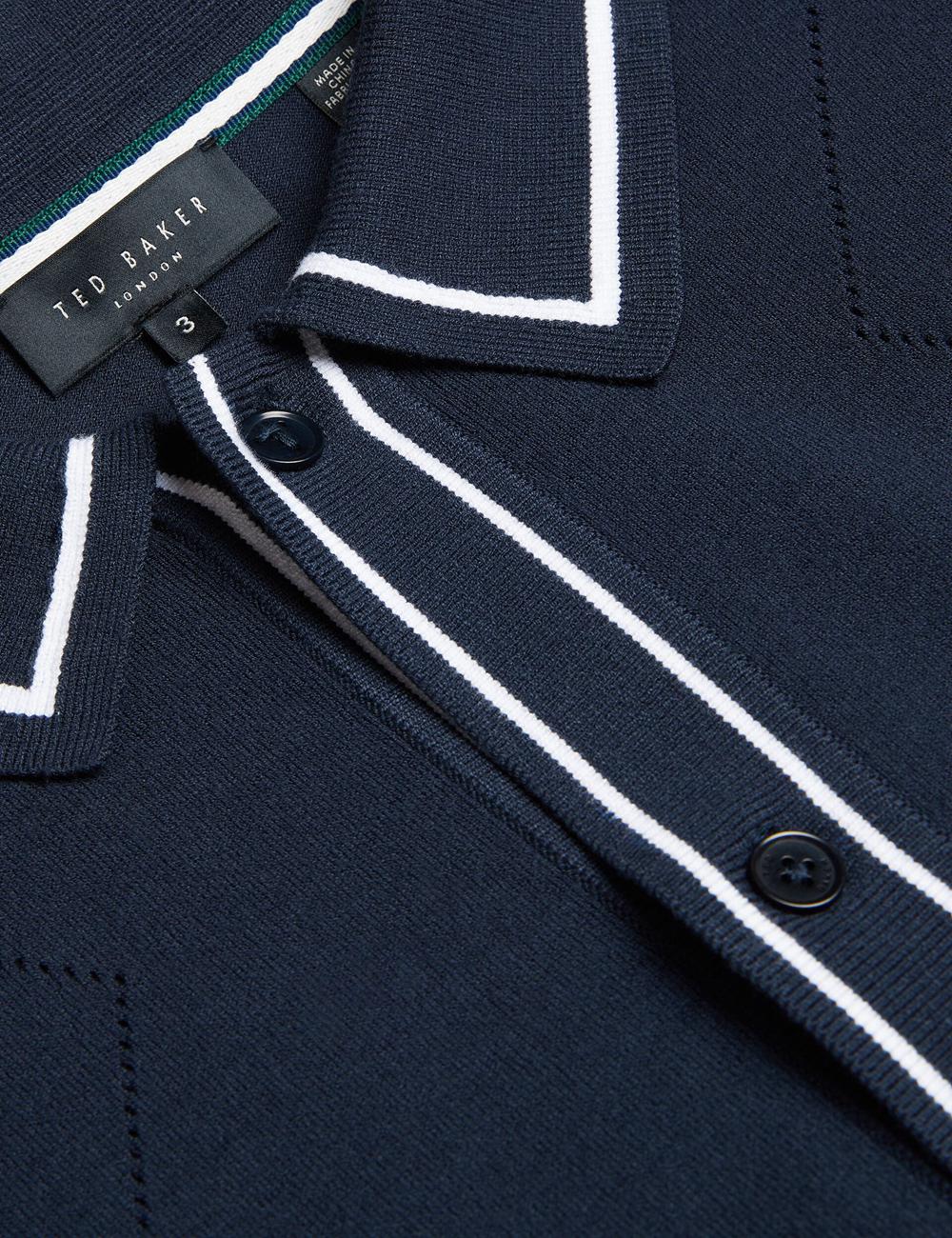 Camisas Ted Baker ELMDON LS Diamond Button Through Hombre Azul Marino | WRVZ-09185