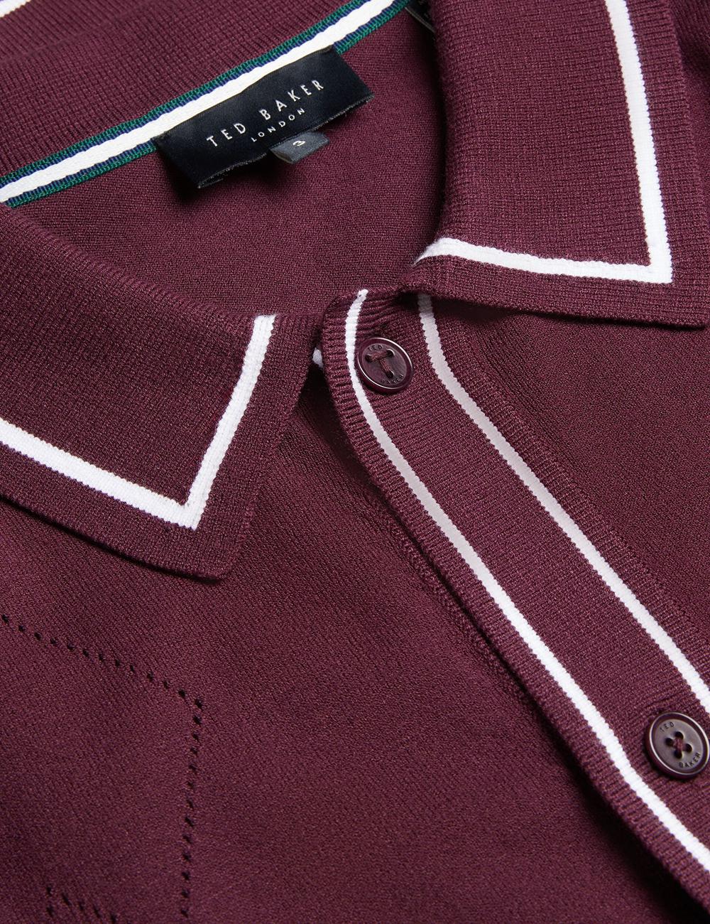 Camisas Ted Baker ELMDON - Pointelle Diamond Knitted Long Sleeve Hombre Burdeos | BNHC-82739