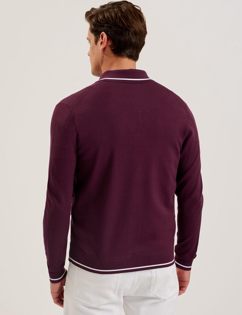 Camisas Ted Baker ELMDON - Pointelle Diamond Knitted Long Sleeve Hombre Burdeos | BNHC-82739