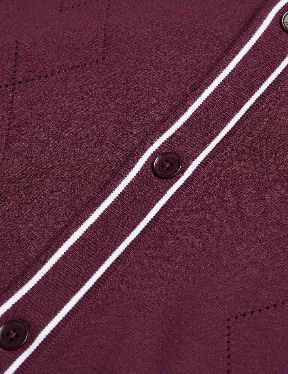 Camisas Ted Baker ELMDON - Pointelle Diamond Knitted Long Sleeve Hombre Burdeos | BNHC-82739