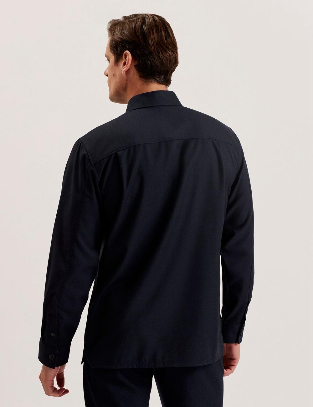 Camisas Ted Baker GAIUS - Wool Blend With Pocket Detail Hombre Azul Marino | BWNR-58472