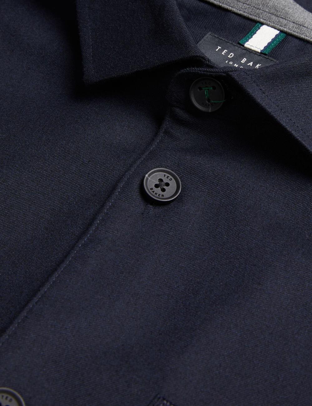 Camisas Ted Baker GAIUS - Wool Blend With Pocket Detail Hombre Azul Marino | BWNR-58472