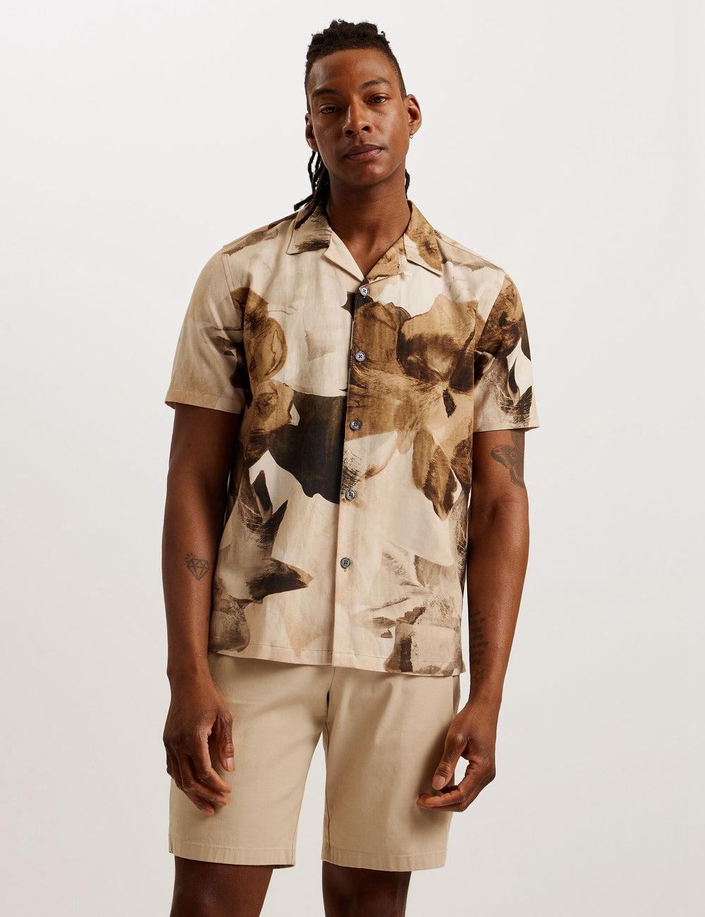 Camisas Ted Baker HENRIS - Short Sleeve Relaxed Floral Print Hombre Ecru | WHFN-35974