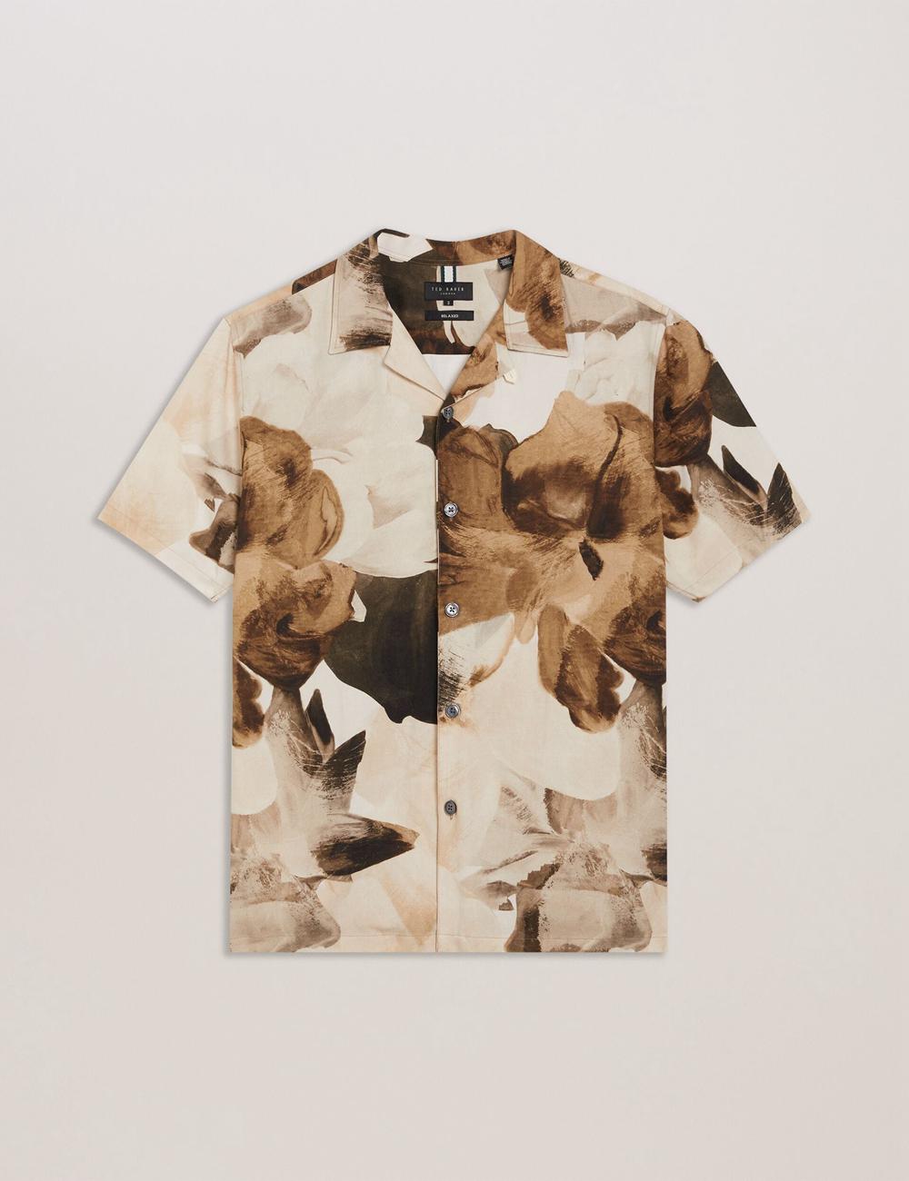 Camisas Ted Baker HENRIS - Short Sleeve Relaxed Floral Print Hombre Ecru | WHFN-35974
