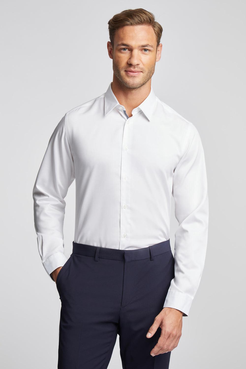 Camisas Ted Baker HOLMES - Slim Fit Plain Cotton Hombre Blancas | AMVT-54716