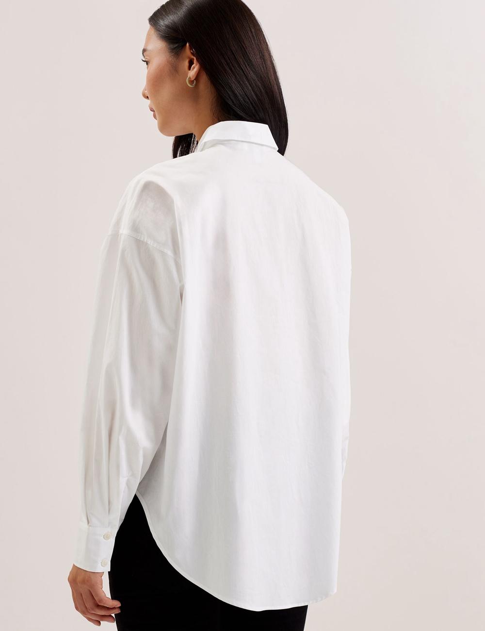 Camisas Ted Baker IZOTE - Oversized Drop Shoulder Bib Detail Mujer Blancas | KRID-13986