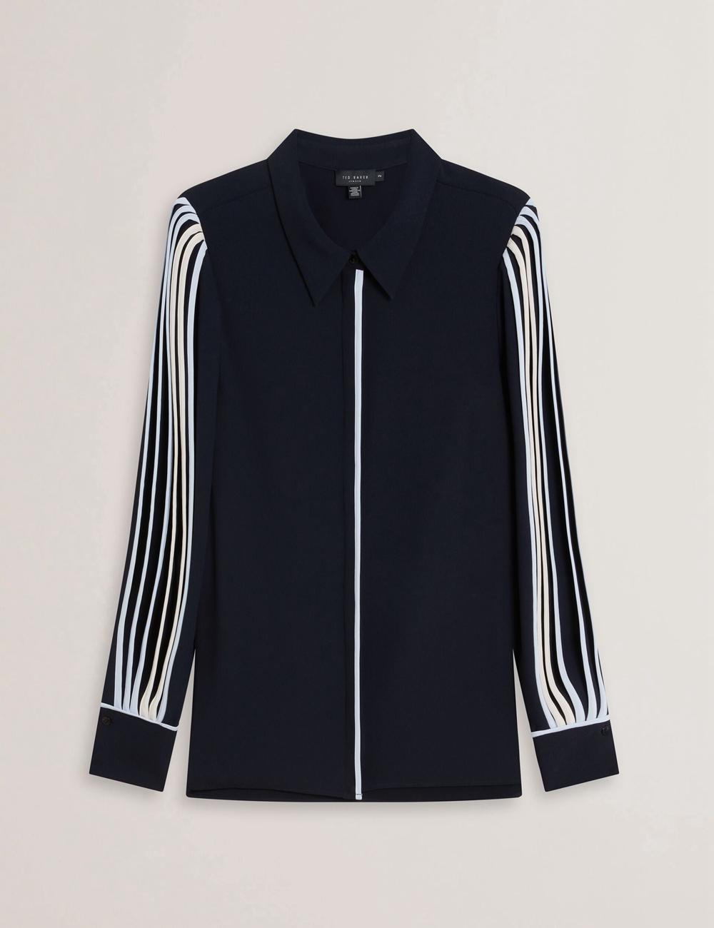 Camisas Ted Baker MIRITI - Contrast Piping Detail Long Sleeve Mujer Azul Marino | ODZG-63541