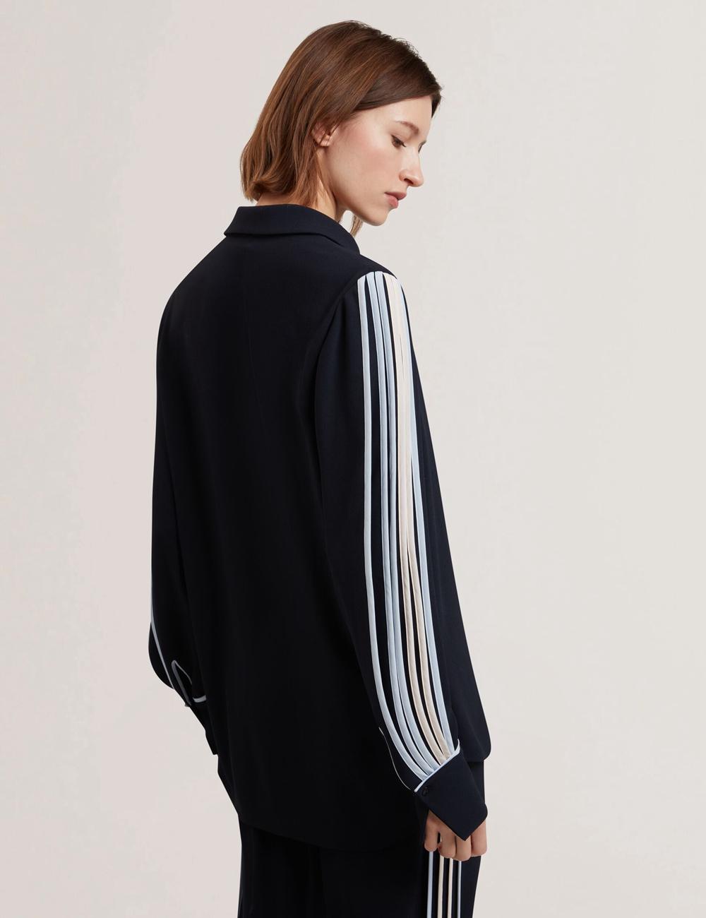 Camisas Ted Baker MIRITI - Contrast Piping Detail Long Sleeve Mujer Azul Marino | ODZG-63541