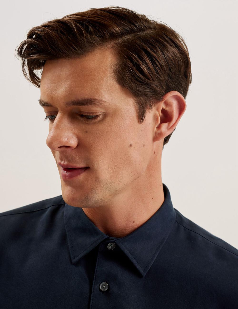 Camisas Ted Baker NESSMEN - Embroidered Detail Relaxed Fit Hombre Azul Marino | LVEH-02518