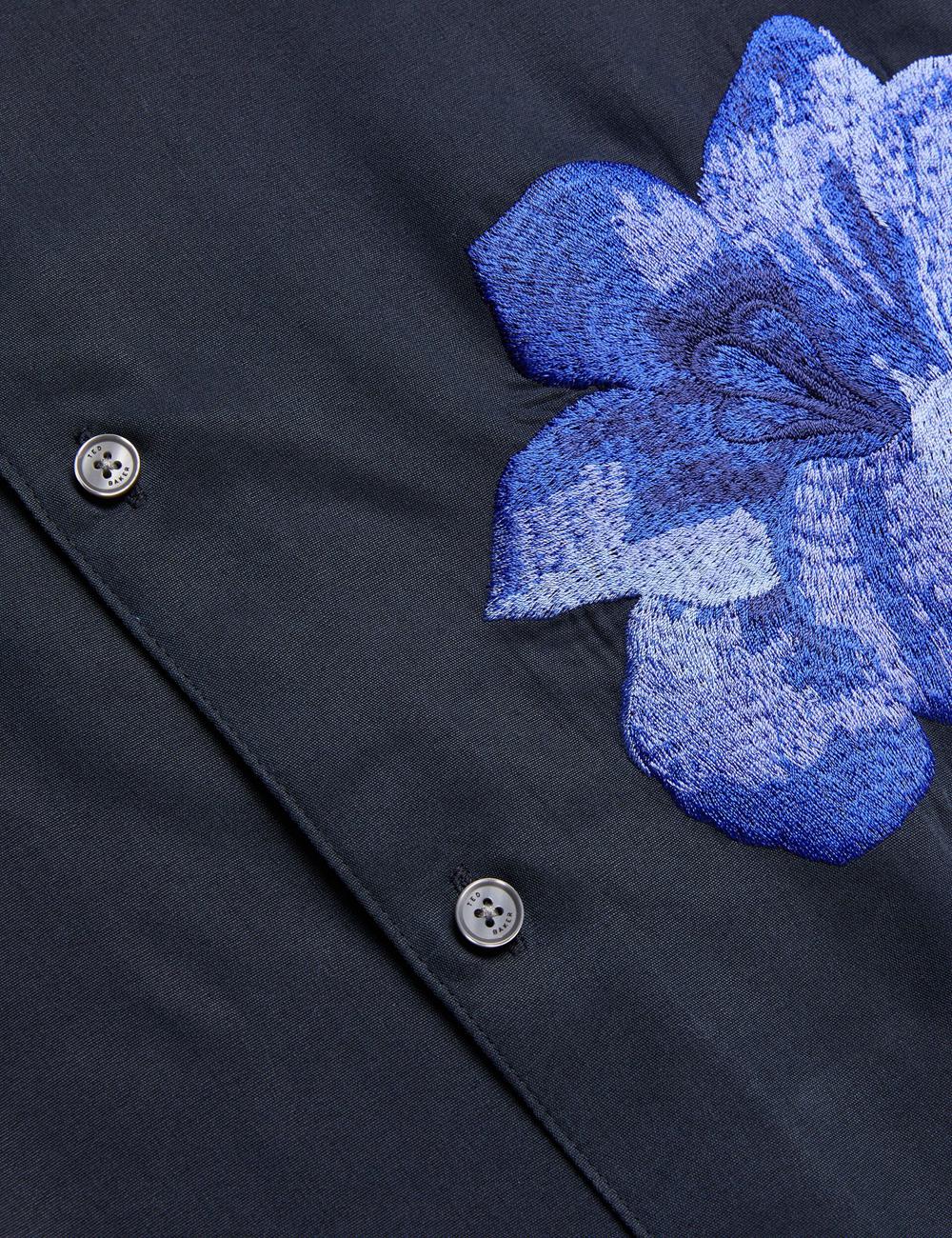 Camisas Ted Baker NESSMEN - Embroidered Detail Relaxed Fit Hombre Azul Marino | LVEH-02518