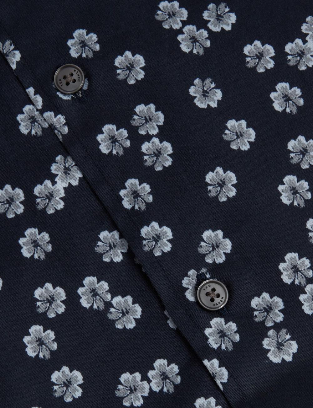 Camisas Ted Baker NIKSHO - Short Sleeve Slim Ditsy Floral Hombre Azul Marino | KDIL-51238
