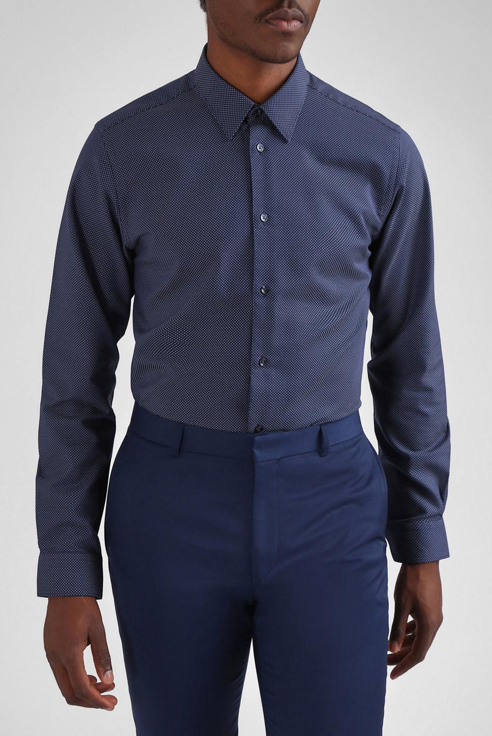 Camisas Ted Baker ODAIR - Pin Dot Slim Fit Cotton Hombre Azul Marino | QDBS-84132