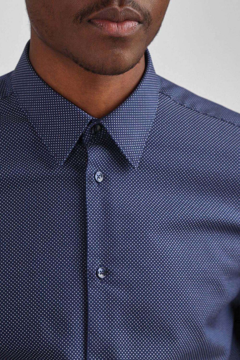 Camisas Ted Baker ODAIR - Pin Dot Slim Fit Cotton Hombre Azul Marino | QDBS-84132