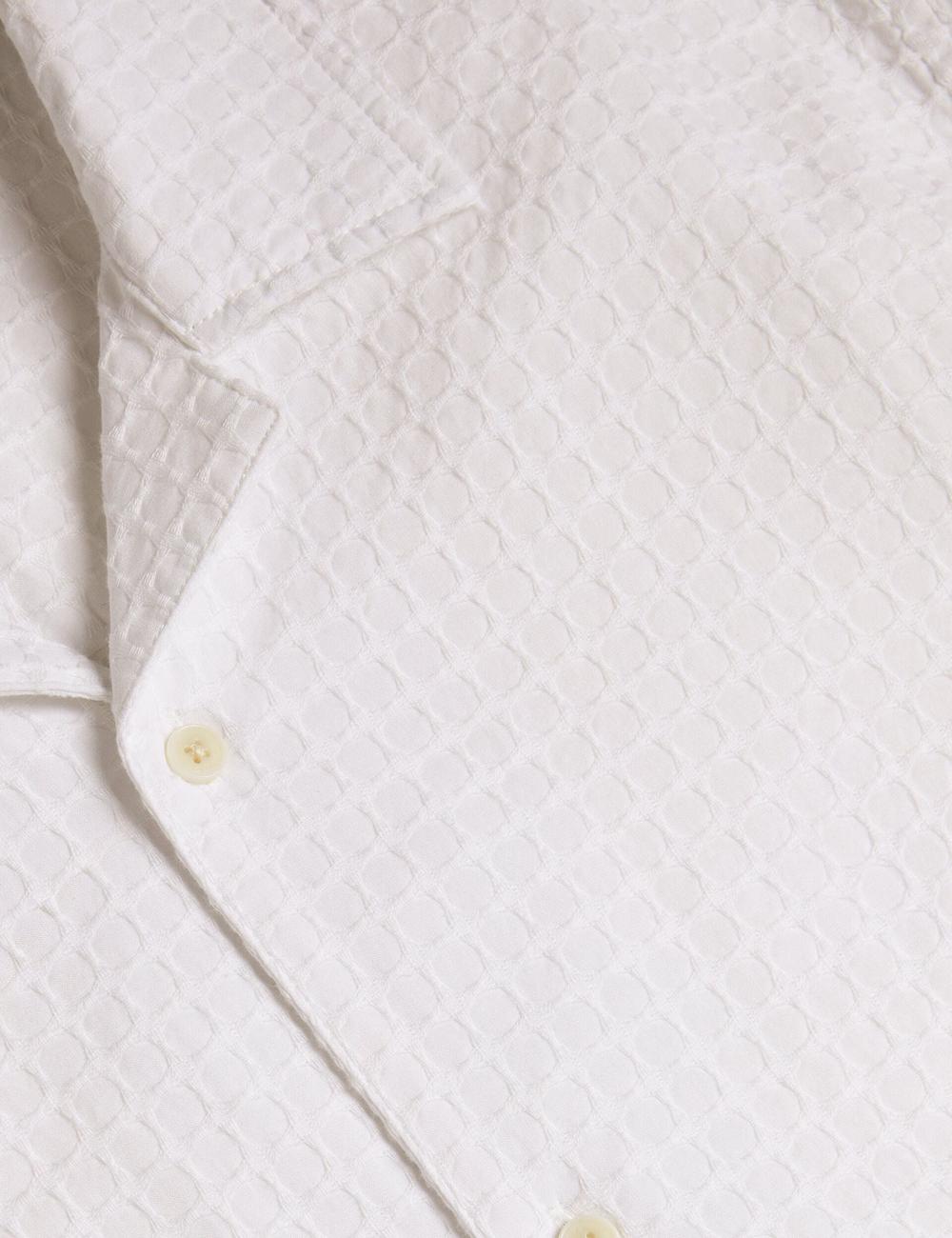 Camisas Ted Baker OISE - Textured Grid Cotton Short Sleeve Hombre Blancas | LXEU-72418