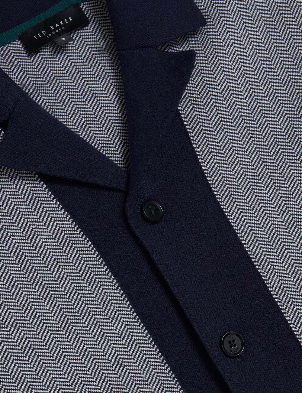 Camisas Ted Baker PADRIG - Herringbone Knit Colour Block Short Sleeve Hombre Azul Marino | GOPY-76183