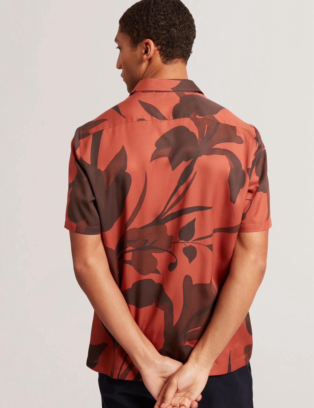 Camisas Ted Baker PINEDA - Short Sleeve Relaxed Floral Print Hombre Rojas | WNXO-54217