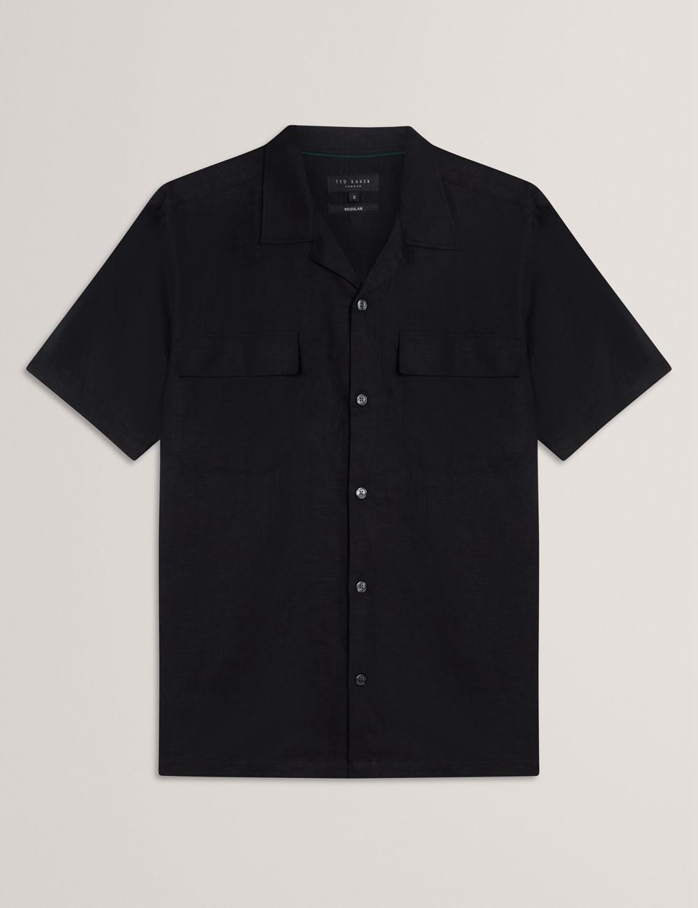 Camisas Ted Baker WHETHER - Short Sleeve Regular Fit Double Pocket Hombre Negras | DECS-09857