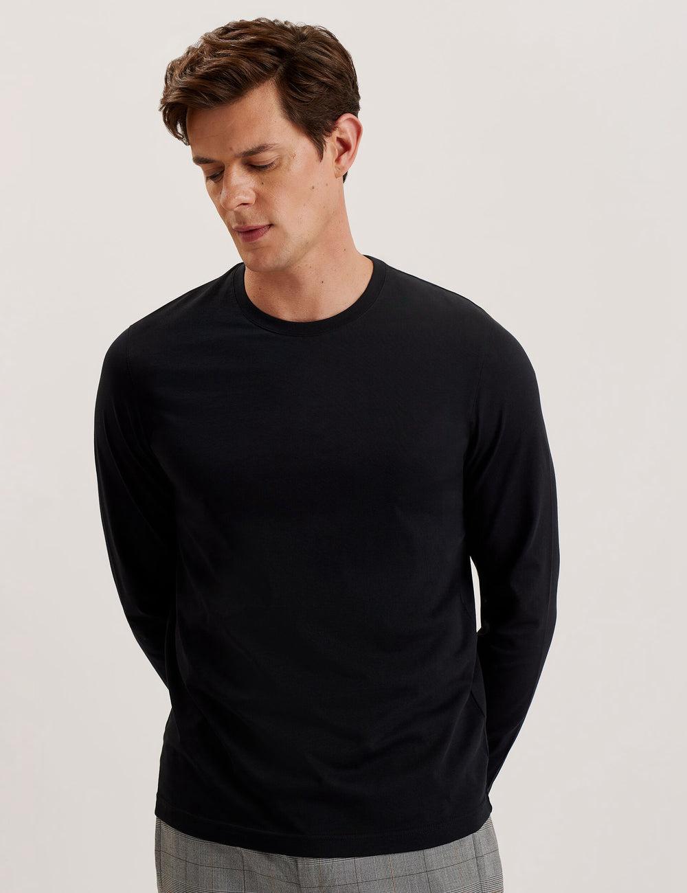 Camiseta Ted Baker BEXLI - Regular Fit Long Sleeve Cotton Hombre Negras | HNXI-08613
