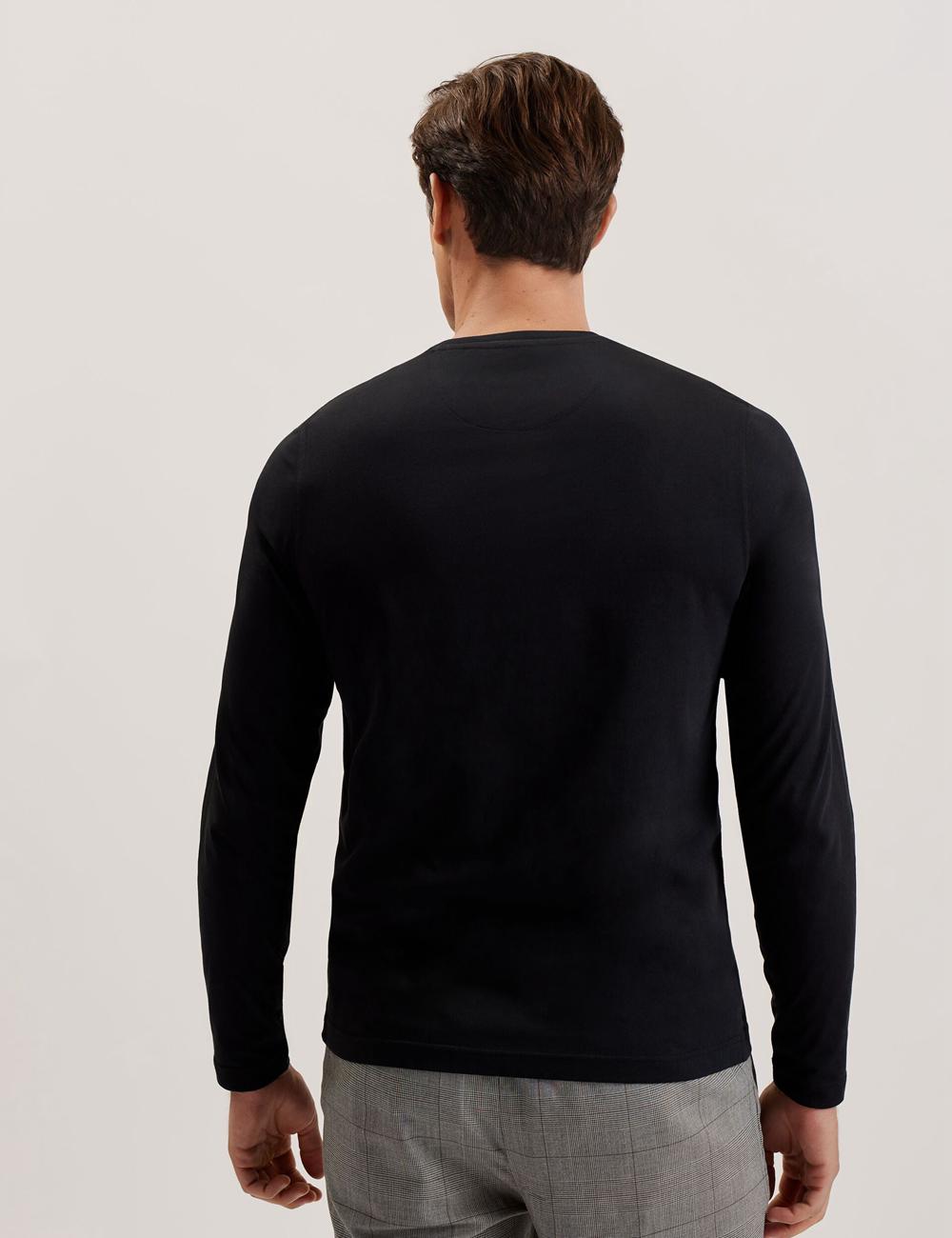 Camiseta Ted Baker BEXLI - Regular Fit Long Sleeve Cotton Hombre Negras | HNXI-08613