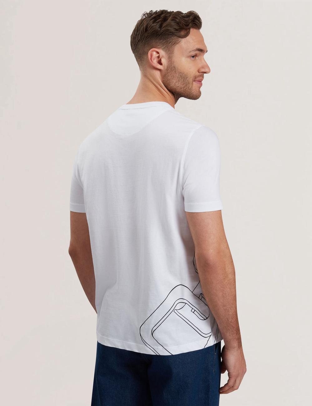 Camiseta Ted Baker CRAIGEY - Logo Graphic Crew Neck Cotton Hombre Blancas | HKJG-43617