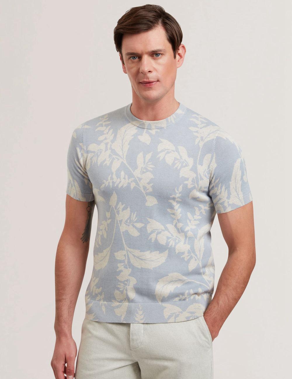 Camiseta Ted Baker DENNIO - Short Sleeve Printed Floral Hombre Azules | PJVY-59187