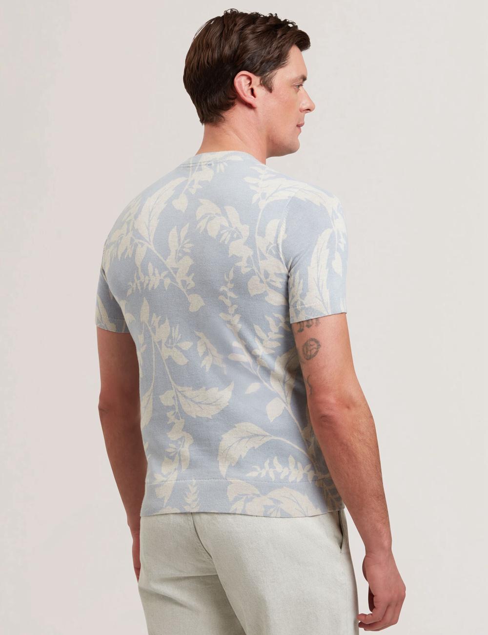 Camiseta Ted Baker DENNIO - Short Sleeve Printed Floral Hombre Azules | PJVY-59187